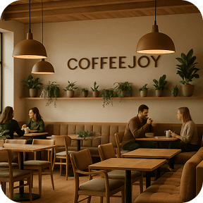 wide view of the CoffeeJoy interior